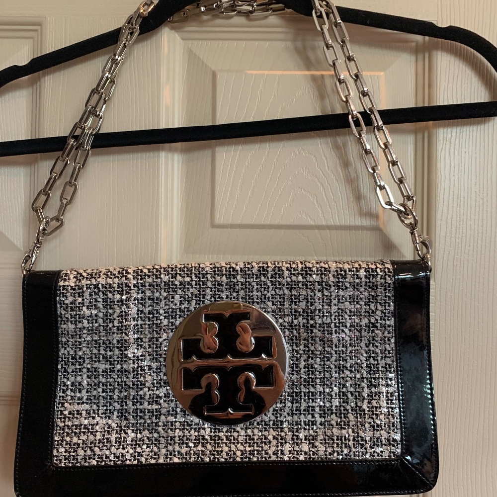 Tory Burch Black/Cream Pattern Handbag
